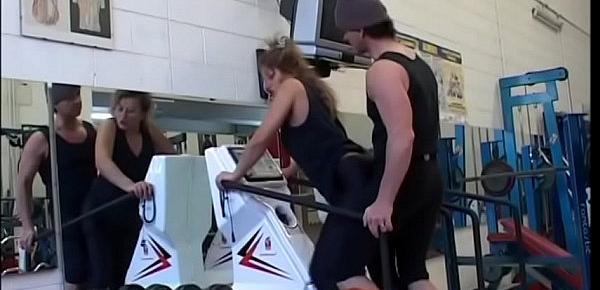  Horny slut Edwige Salerno at the gym try to seduce her trainer